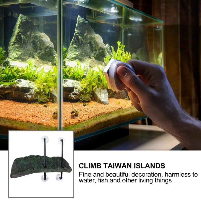 Turtle Lifting Platform Aquarium Ornament Simulation Bark Turtles Terrace Float Tortoise Floating Fish Tank Decorations Environmentally Friendly Foam Material 18.5X12.5X17CM Green 3