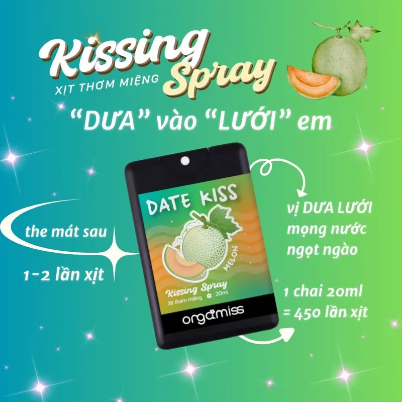 [MUA COMBO TẶNG Body Mist] Xịt Thơm Miệng Kissing Spray ORGAMISS Hương Trái Cây Kẹo Ngọt Thơm Mát Mùi Bạc Hà Dung Tích 20ml Xịt Miệng Cho Nam Nữ 3