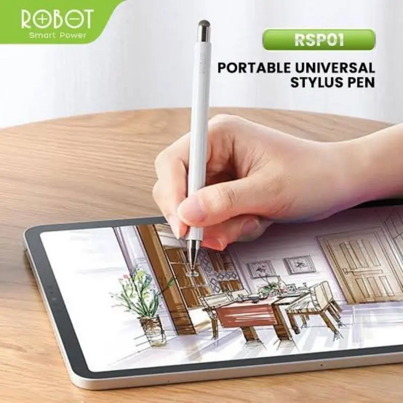 (ROBOT SP-01) Stylus Pen Universal 2 in 1 Capacitive for Mobile and Tablet PC Pen Touchscreen