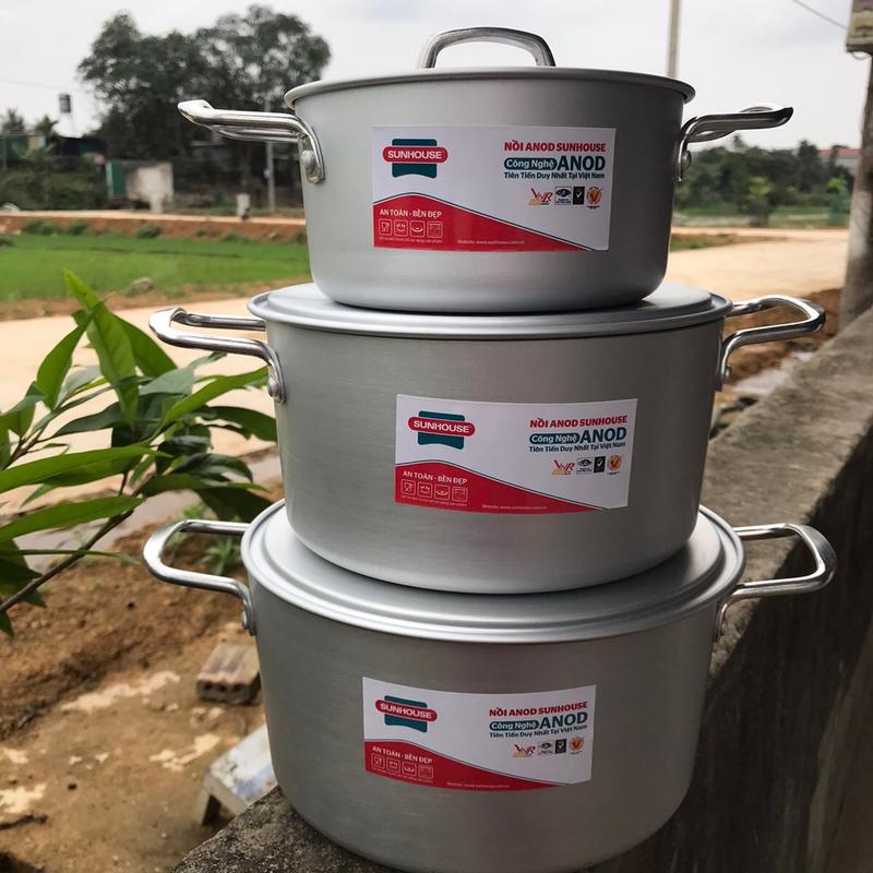 Bộ Nồi Nhôm Anod Sunhouse 16,20,22 cm