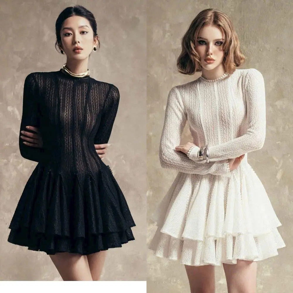 (40-80Kg) Đầm Váy Ren Lưới Tay Dài Xòe 8 Mảnh (Có BigSize) UnihomeClothing CA199