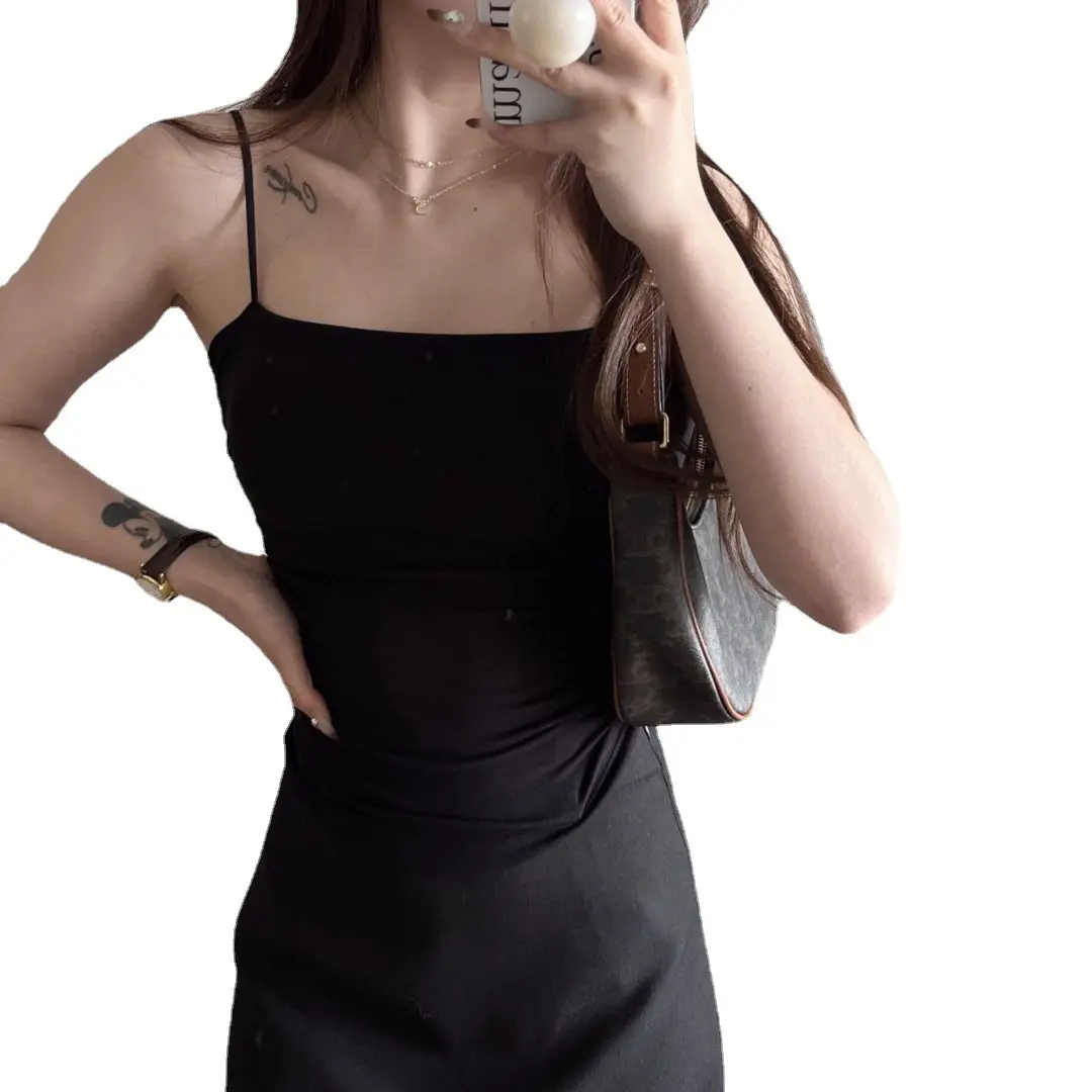 Thin Strap Camisole Versatile Korean Style Bra New Bra with Built-in Chest Pad Ruched Slim Fit Vest for Women