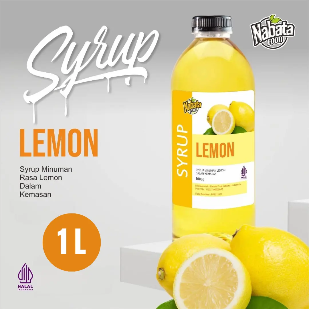 Nabata Food Sirup Lemon 1 Liter | Syrup Rasa Lemon | Manis asam Fruity Botol Plastik