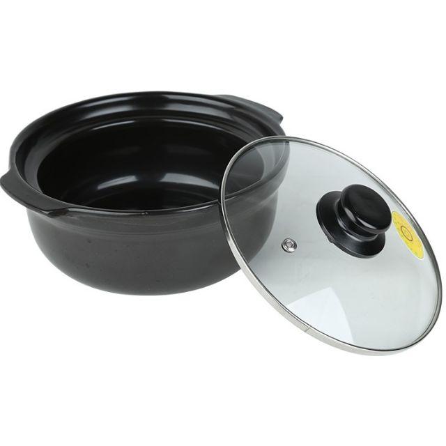 Nồi Đất 1 Lít kèm nắp kính - Nồi Gốm Sứ có vung Chuyên Kho Cá, Nấu Canh, Kho Cá, thịt, Kho tộ Giữ Nóng lâu
