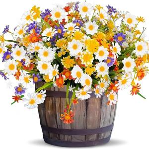 Artificial Daisy Flowers, Faux Cemetery Flowers, Plastic Greenery Shrub, Fake Artificial Plants, Outdoor Home Gardens Porch Planter Indoor Spring, Decor