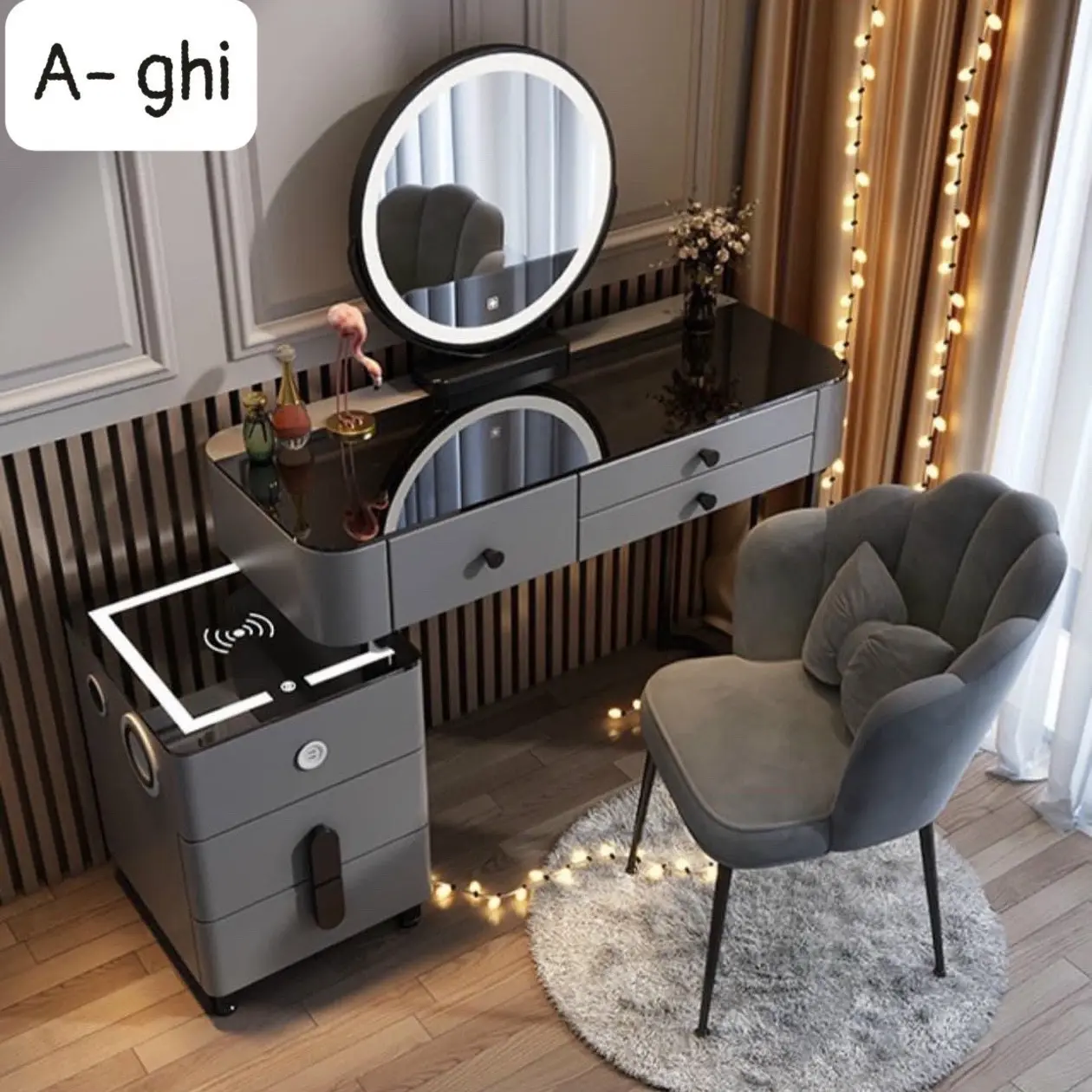 Bàn trang điểm nhập khẩu thông minh kết hợp loa Bluetooth và sạc cảm ứng nhanh