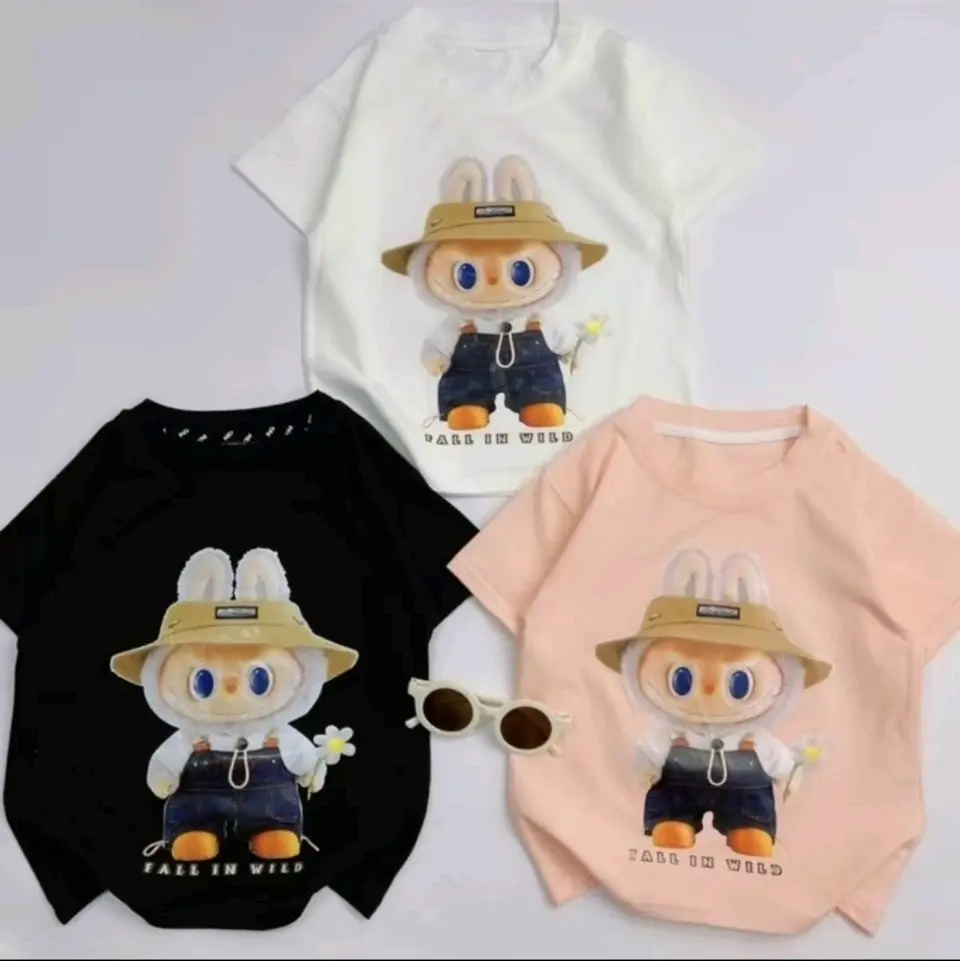 áo thun cotton labubu cầm hoa cho bé 8-55kg