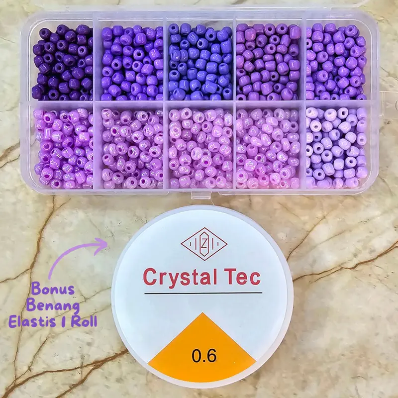 DIY Manik Manik Pasir 1 Box Lengkap - Gelang Cincin Kalung (Gratis Benang Elastis 1 Roll) - SM007 Kerajinan 5