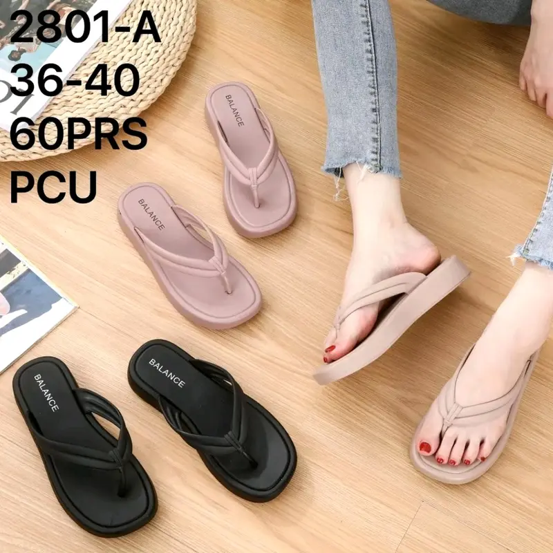 Sandal Jepit wedges wanita karet jelly Balancee 2801-A 36 hitam