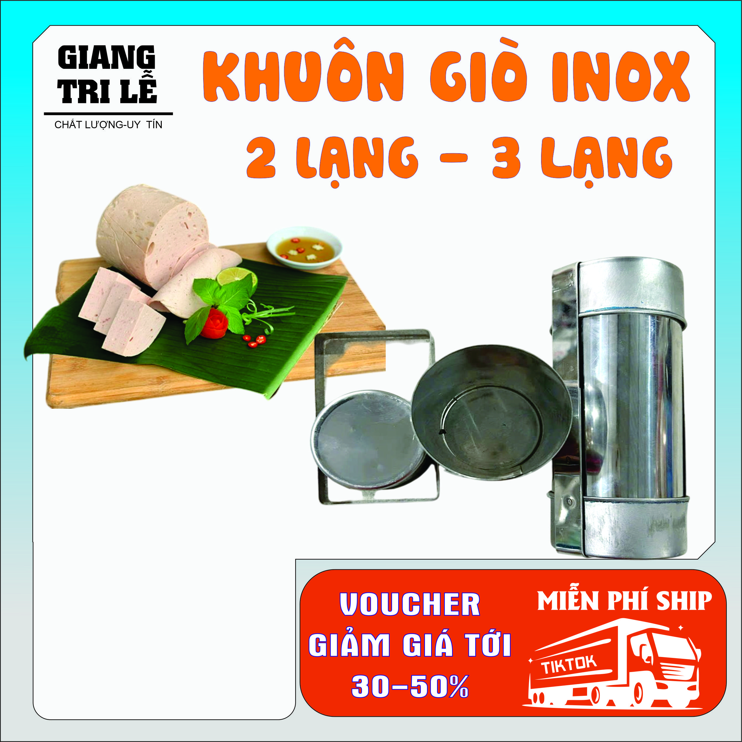 Khuôn Giò Chả Chuyên Nghiệp Inox 0,2KG - 0,3KG Độc Quyền