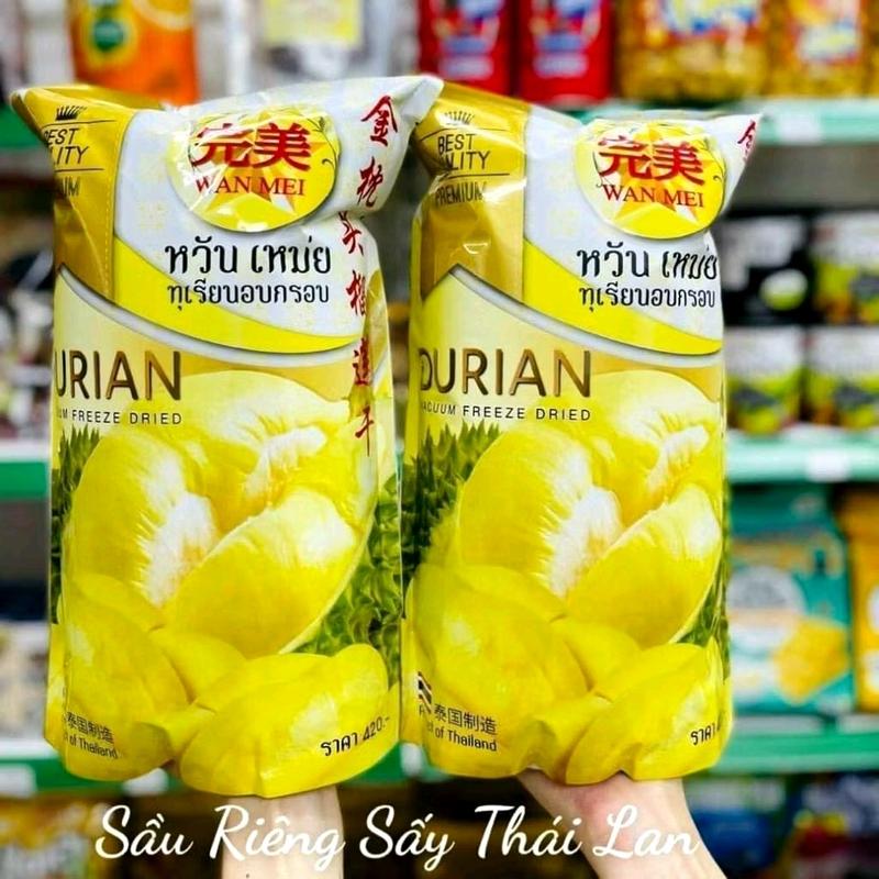 Sầu Riêng sấy lạnh Wan mei Thái Lan túi to 210gam socola hằng du mục