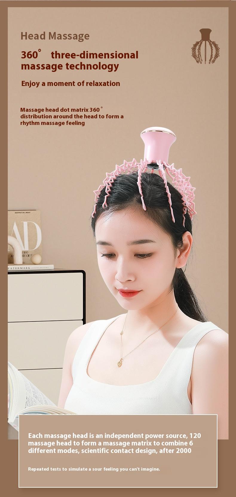 Product Introduction of Electric Head Massager Octopus Household Smart Head Therapy Machine Head Massage Instrument 11