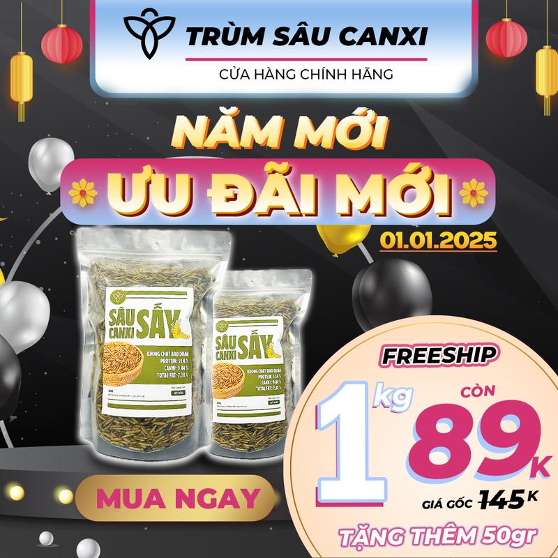 [Trùm Sâu Canxi Bán Giá Sỉ] 2 túi 1kg sâu canxi sấy dinh dưỡng cho thú cưng,gà đá,chuộc hamster thức  ăn ngũ  cốc