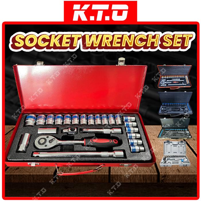 DR 24Pcs Spanner Ratchet Socket Wrench Set Box Hand Tools Ratchet ...