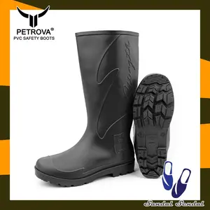 Sepatu Boot Tinggi PETROVA SWB2 Hitam Boots Karet Lokal Lentur Anti Slip Air Nyaman