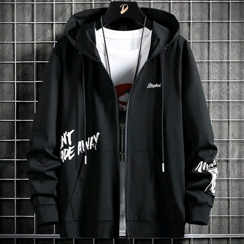 Sweater Jipper Don't Fade Away Black Unisex Oversized Fleece
