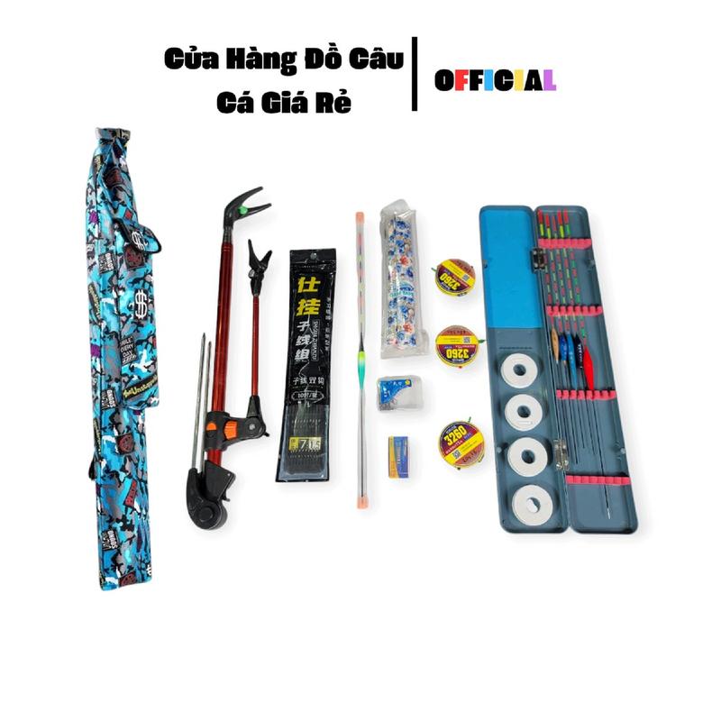 Bộ phụ kiện câu cá đầy đủ - Túi đựng cần 1m3 - gác ultra mập 2m1 - 5 phao ngày kèm hộp - 3 trục buộc sẵn - thẻo lưỡi đôi - hộp lưỡi - dây cuốn cần - phao điện - bộ phụ kiện trợ thủ đắc lực cho anh em cần thủ. Bắt Cá Đi Câu Fishing Nam TÚI 1M3