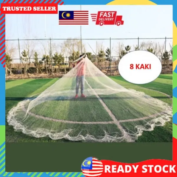 Nylon fish net hand casting hand 8 feet fish net fishnet fishing net 8 feet wide Tahan Lasak spare  part