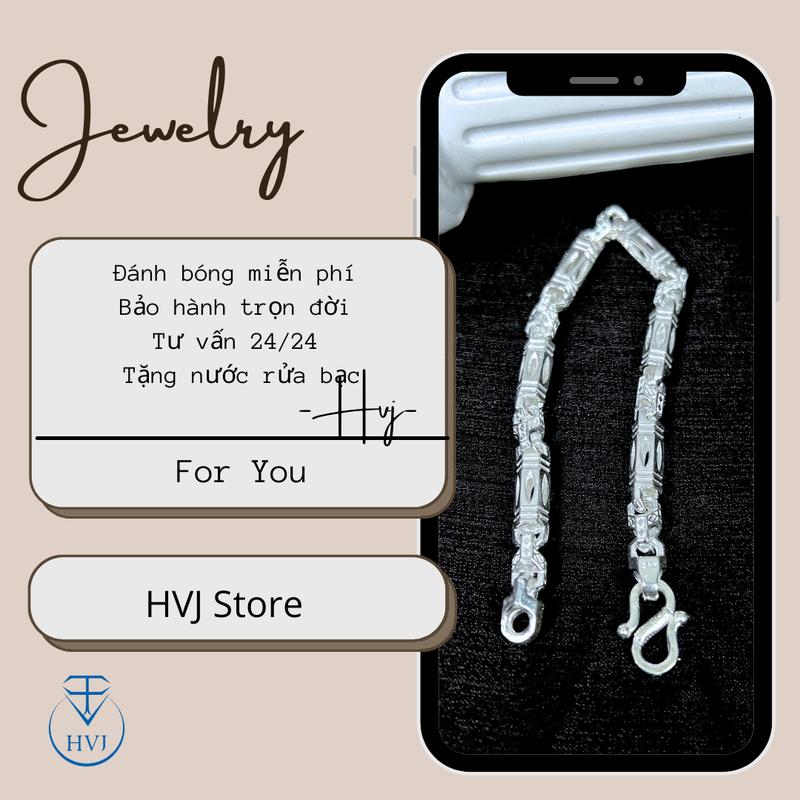Lắc Tay Nam Khẩu Ống Họa Tiết Hình Thoi Bạc S925 - HVJ -LA49202325054 4