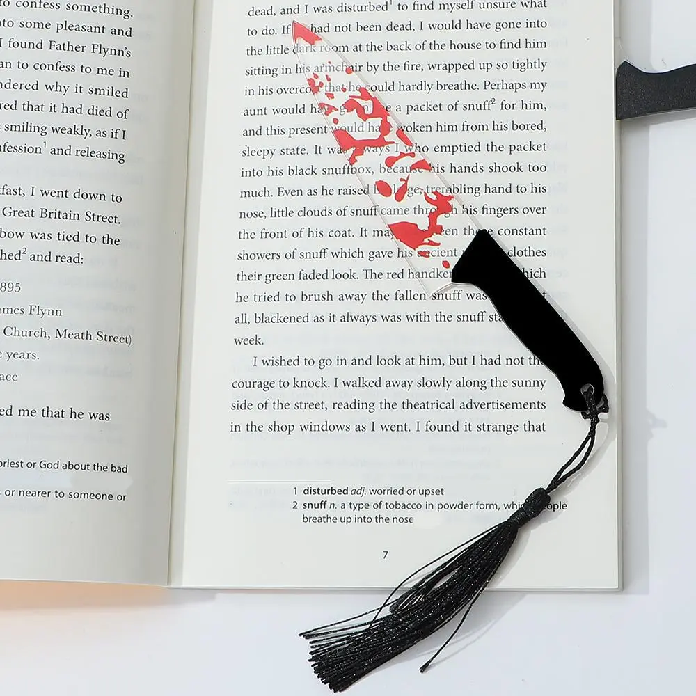 Acrylic Knife Design Bookmark, 1 Count Creative Transparent Bookmark with Tassel, Book Mark for Students, Reading Novels, Office Stationery & Supplies