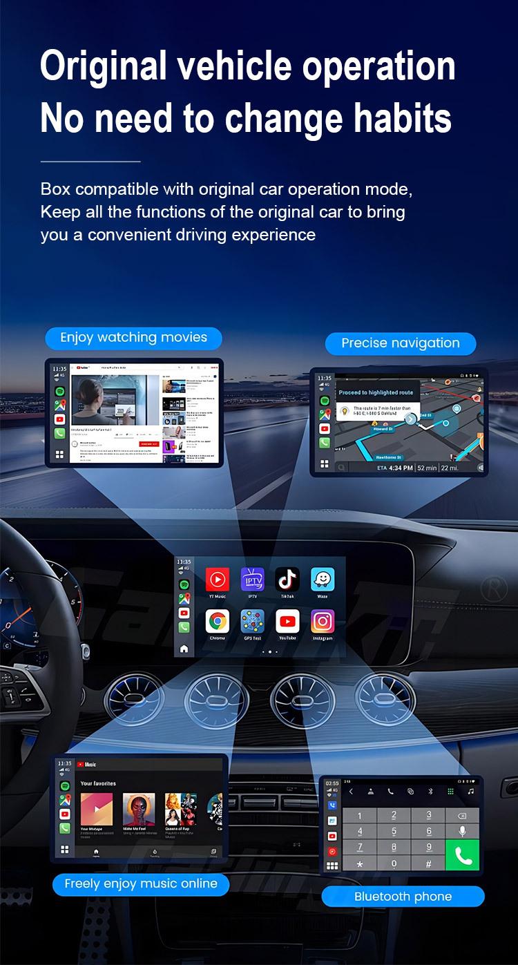 Product Introduction of Wired to Wireless CarPlay Box Wired Auto to Wireless Auto Android Two-in-One Car CarPlay 5
