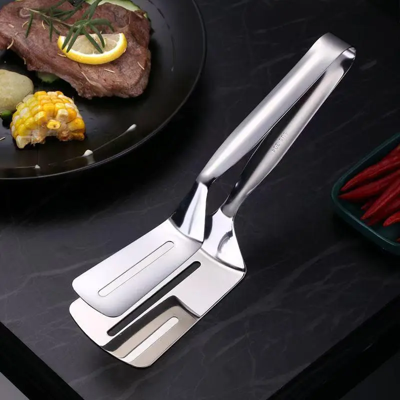 Stainless Steel Frying Spatula Clip, 1 Count Multifunctional Kitchen Spatula, Household Kitchen Tool for Outdoor Barbecue Fried Egg, Utensils 3