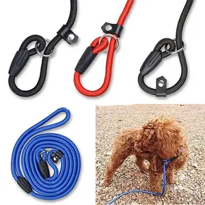 Cesar Milan Tali Tuntun Pelatih Anjing SMALL Panjang 130cm Adjustable Nylon Hitam Merah Biru untuk Training Obedience Anjing Kecil