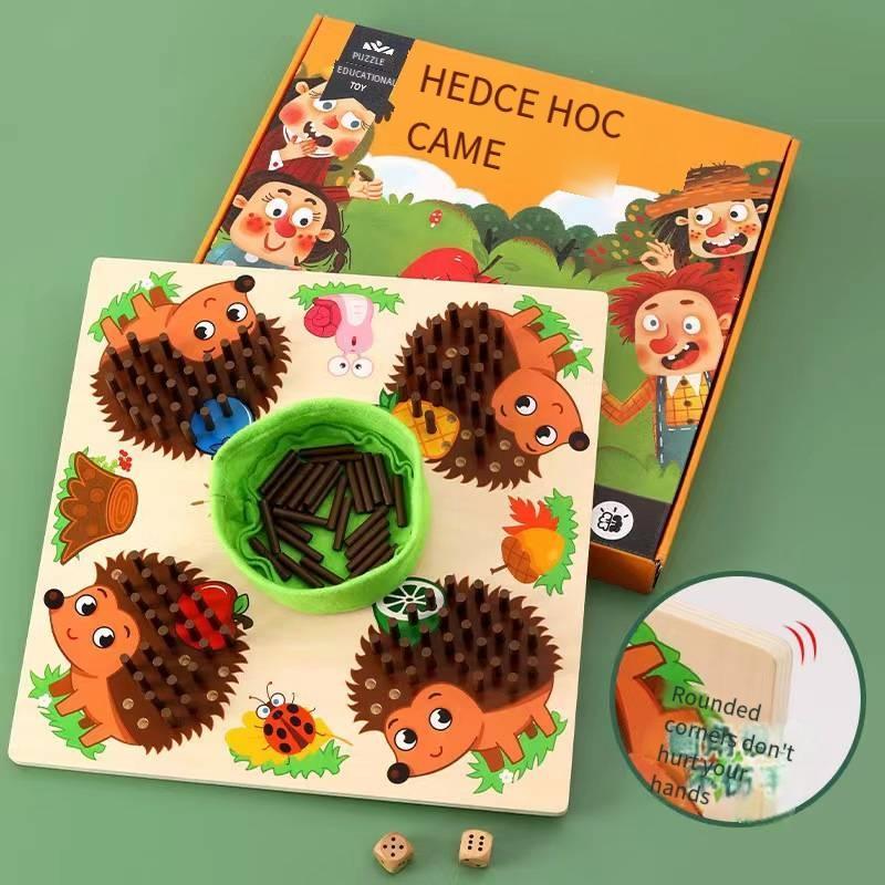 Educational Sensory Hedgehog Stick Game, 1 Count Hedgehog Plug-in Game, Wooden Fine Motor Skills Promote, Motor Skills Toy, Hedgehog Counting Game 7