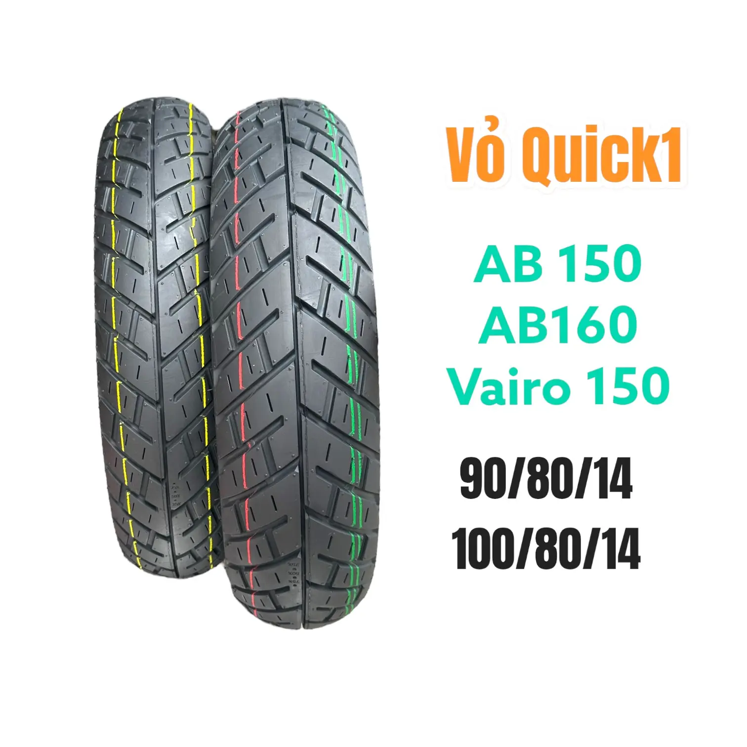 Vỏ Quick1 AB150 AB160 Vairo150 Kiểu Gai City Pro Lốp Cao Su