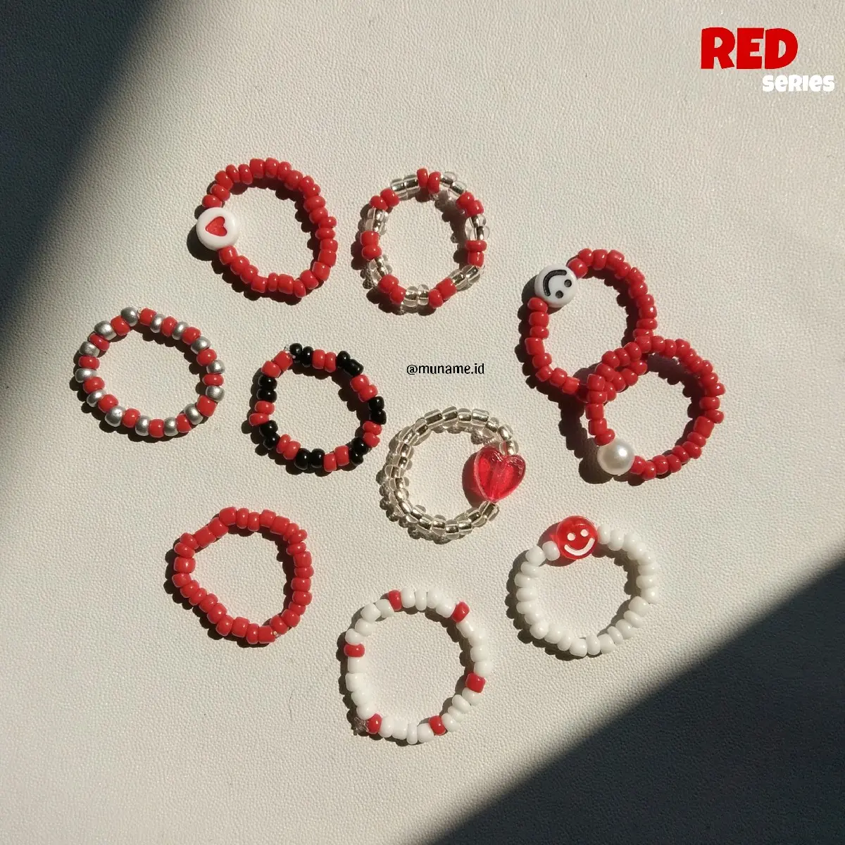 Part 8 | Cincin manik - manik / beads rings - Red Series