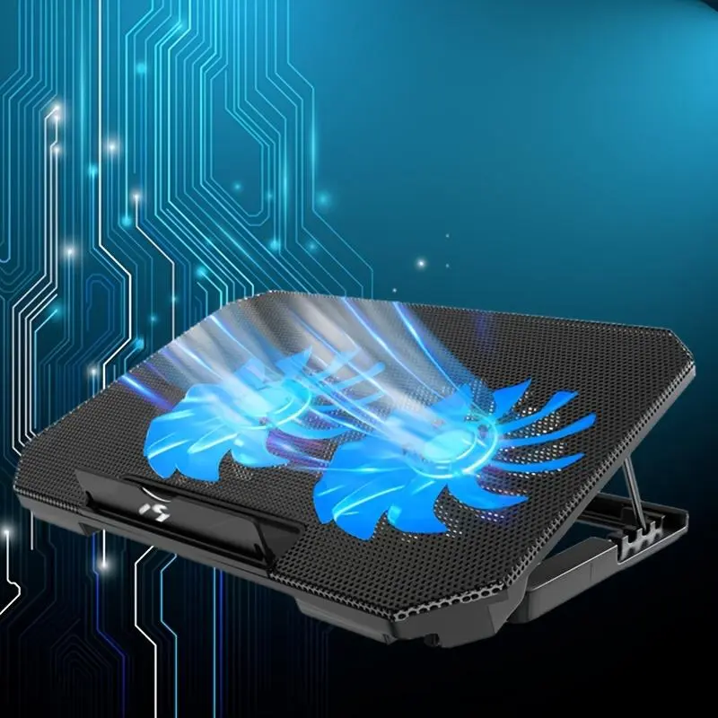Laptop Cooling Pad, Laptop Cooler with 2 Large Cooling Fans, Multifunctional Laptop Stand for Office Use & Long Time Working