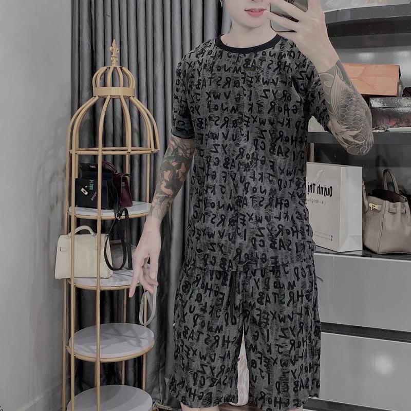 Set Bộ áo kèm quần vải Nhung Rách Phối Nhiều Chữ Cái Độc Lạ Thời Trang NAMLEE 3