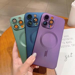 เคสโทรศัพท์ TPU สเปรย์น้ำมันแม่เหล็ก เข้ากันได้กับ Apple 16 Pro Max และ iPhone 15 ใหม่ ความรู้สึกระดับไฮเอนด์ ปกเต็ม กันกระแทก 14 Pro Max พร้อมตัวป้องกันเลนส์ในตัว
