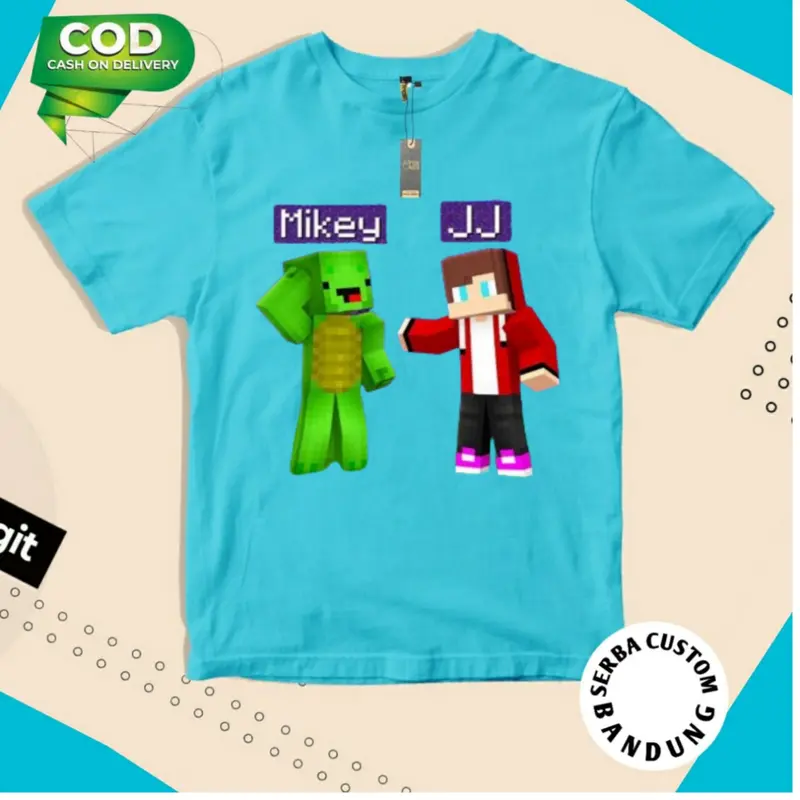 Kaos Atasan Anak JJ & Mikey Maizen Minecraft Bahan Premium Fashion 5