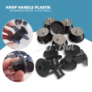 3pc Pegangan Tutup Knop Kenop Panci Hitam Bahan Stainless Steel Plastik Peralatan