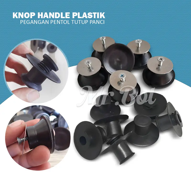 3pc Pegangan Tutup Knop Kenop Panci Hitam Bahan Stainless Steel Plastik Peralatan 0