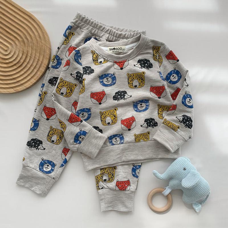 Bộ quần áo mặt thú ghi nỉ da cá samsoo  cho bé