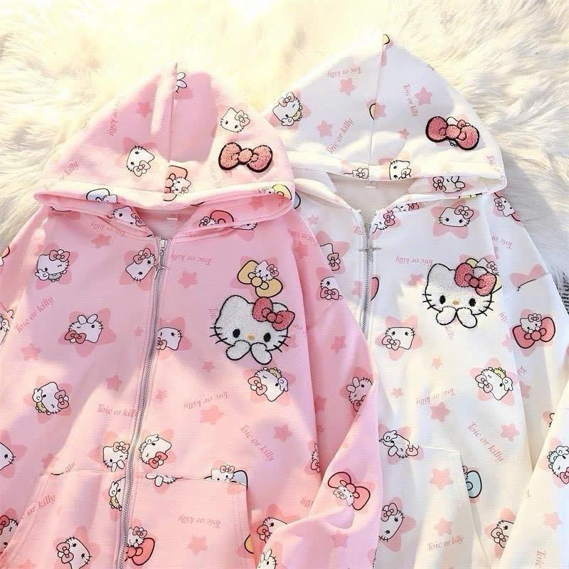 Product Introduction of ÁO KHOÁC NỈ  CÓ NÓN , IN FULL HÌNH KITY DỄ THƯƠNG CHO NỮ 9