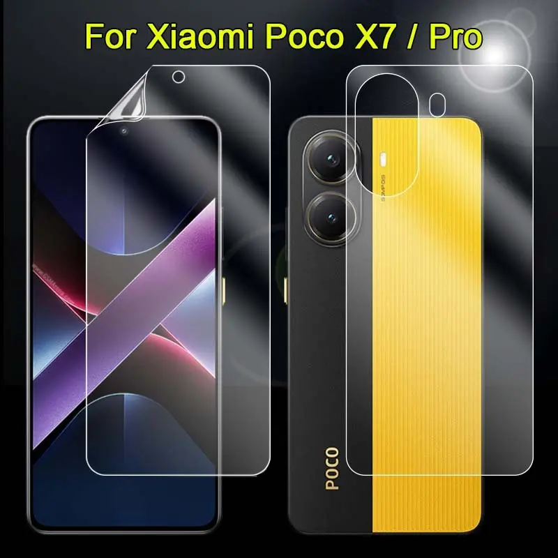 Front / Back Soft TPU Film Compatible With Xiaomi Poco X7 / Pro 5G Ultra Clear Anti Scratch Full Coverage Screen Protector -Not Tempered Glass