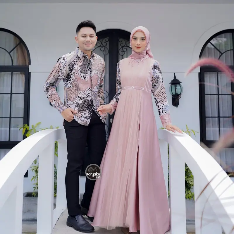 COUPLE GAMIS BATIK MODERN GAMIS PREMIUM COUPLE GAMIS BATIK KONDANGAN KEMEJA BATIK KATUN 2