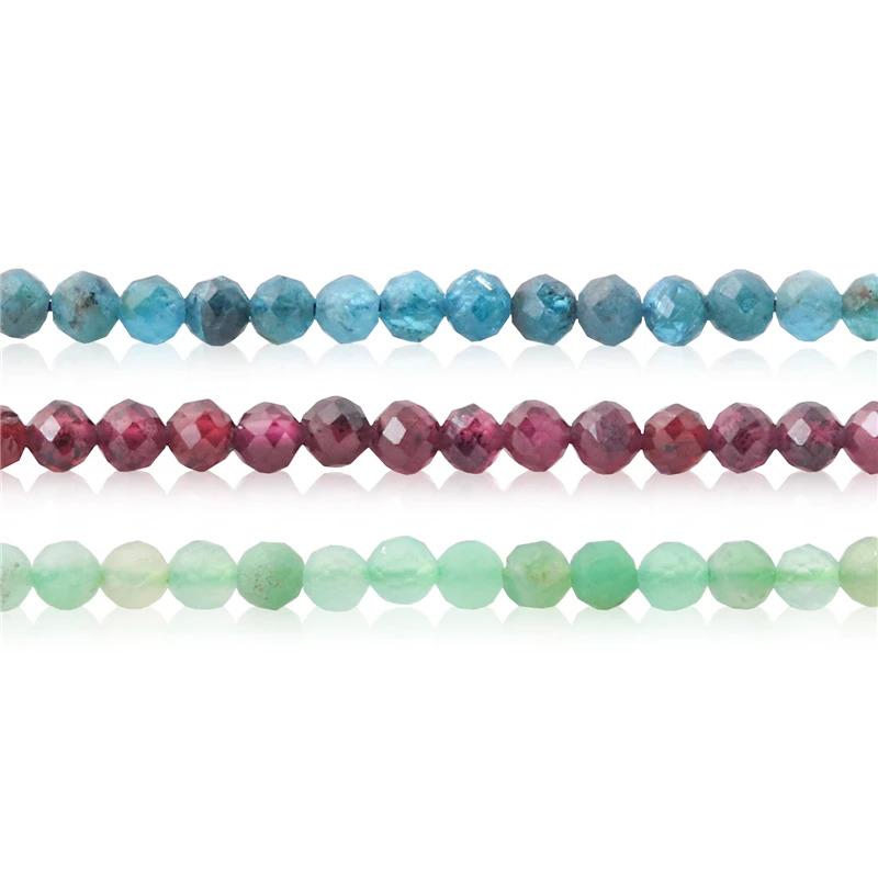 Natural Stone Garnet Rudy Citrine Malachite Opal Tourmaline  Round Faceted Beads Size 2 3 4MM For Jewelry Making Diy Bracelet 1
