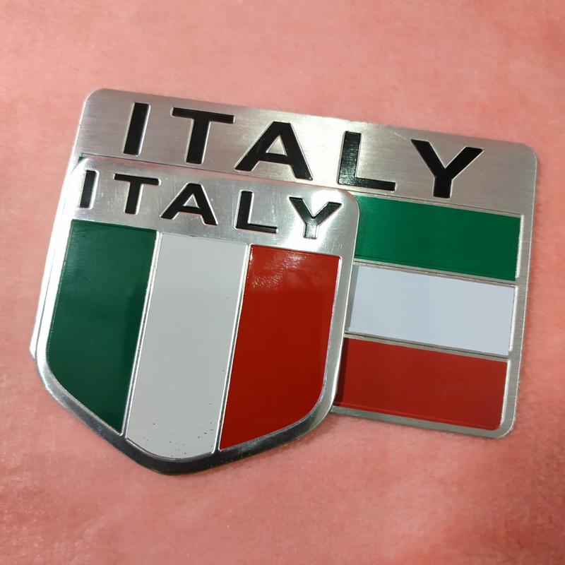 Tem Nhôm - Logo nhôm hình lá cờ nước ITALY trang trí xe 1