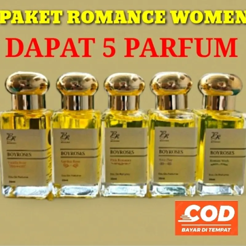 PAKET PARFUM BOYROSES ROMANCE WOMEN DAPAT 5 PCS Perfume Wanita segar wangi tahan lama 1