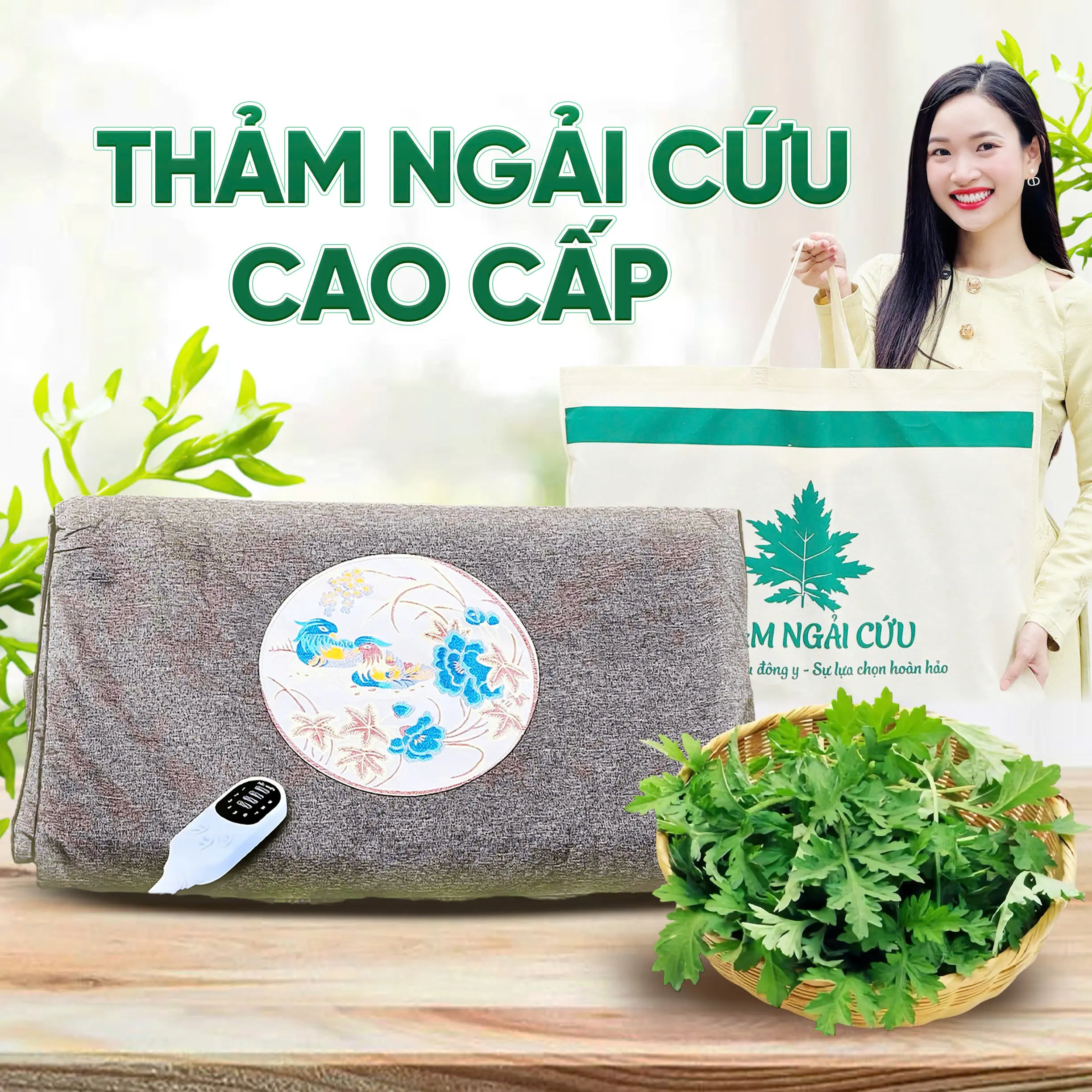 Thảm Ngải Cứu Cao Cấp, Đệm Ngải Cứu Đông Y Hỗ trợ Đau Vai Gáy, Đau Lưng Nhức Mỏi Xương Khớp Hoàng Thịnh An