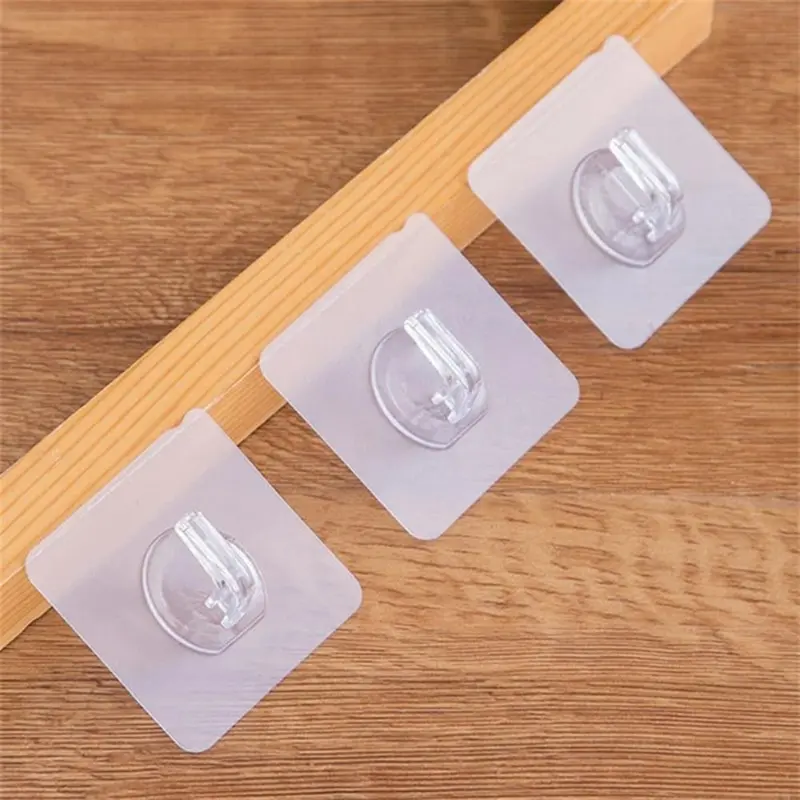 1 Set Clear Hook, Transparent Self-adhesive Hooks, Multifunctional Kitchen Bathroom Organizers 0