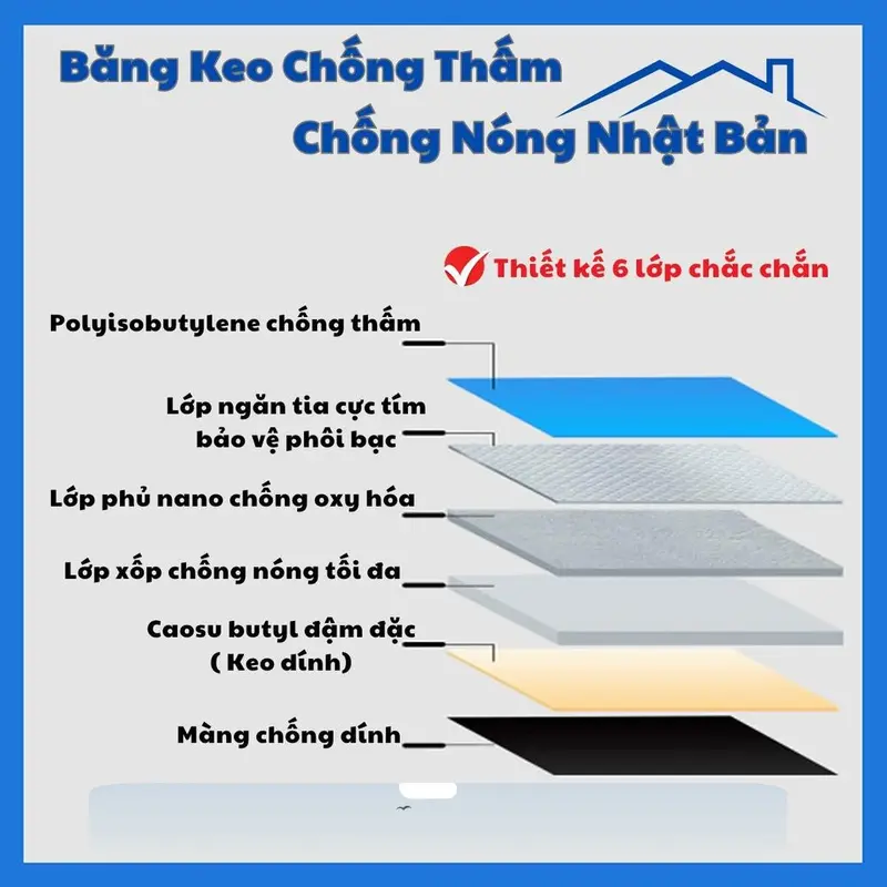 Tấm băng keo chống thấm, chống nóng 06 lớp Nhật Bản siêu dính 4
