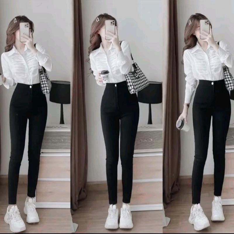  Quần legging nữ 1 khuy khoá trước 4 tui quần legging nữ có giãn 4 chiều chất vải UMI dày dặn mềm mịn 