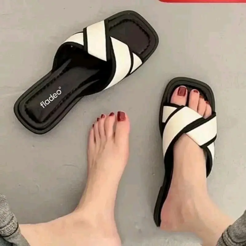 sandal wanita kekinian FDL motif korea terlaris sendal selop Luar Ruang Cewek Flat 3