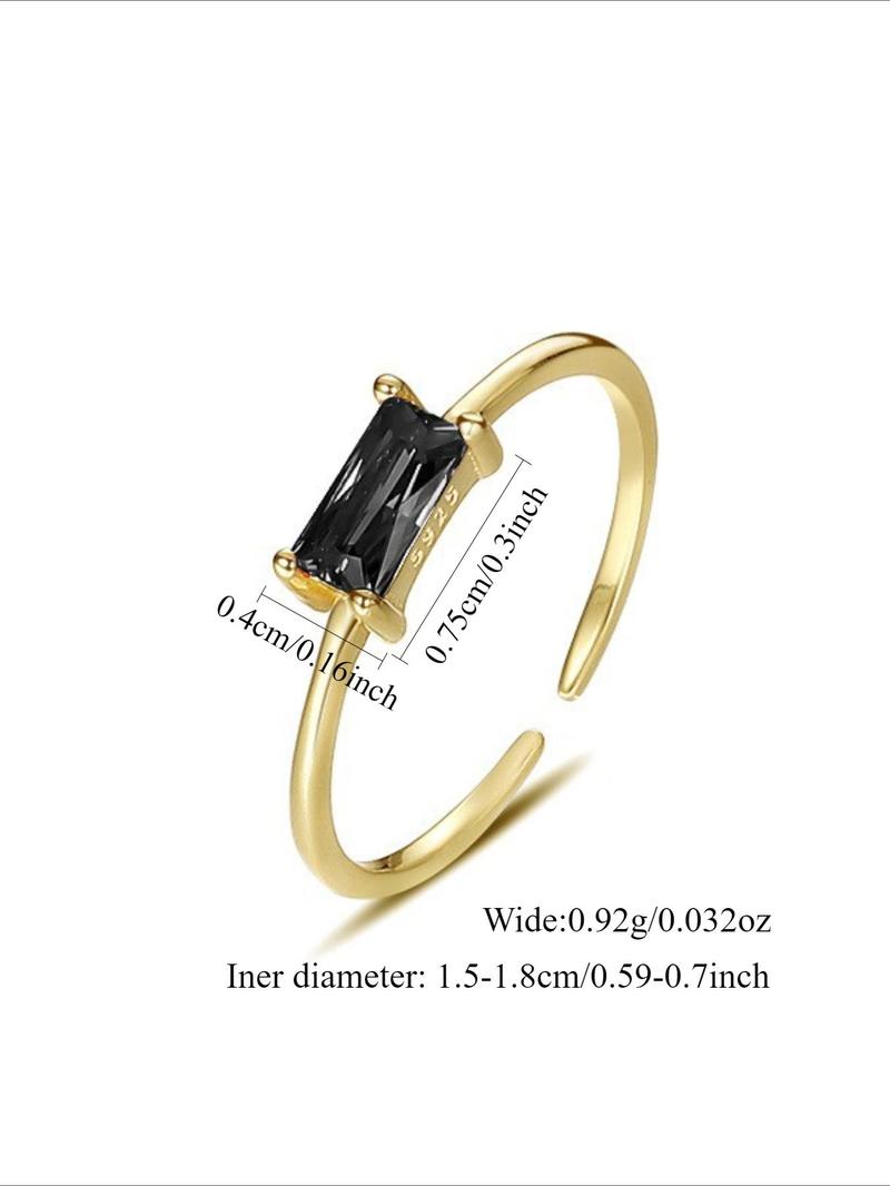 Product Introduction of S925 Sterling Silver Artificial Zircon Decor Cuff Ring, Fashion Jewelry for Party, Daily Clothing Decor, Trendy All-match & Exquisite Jewelry for Birthday Gift 1