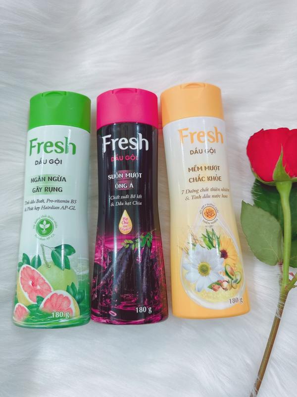 Dầu gội đầu Fresh 180gr - Chăm Sóc Tóc Suôn Mềm Bóng Mượt Và Đen Tự Nhiên Với Chiết Xuất Bồ Kết Bưởi Và Tinh Dầu Nước Hoa Thân Thiện